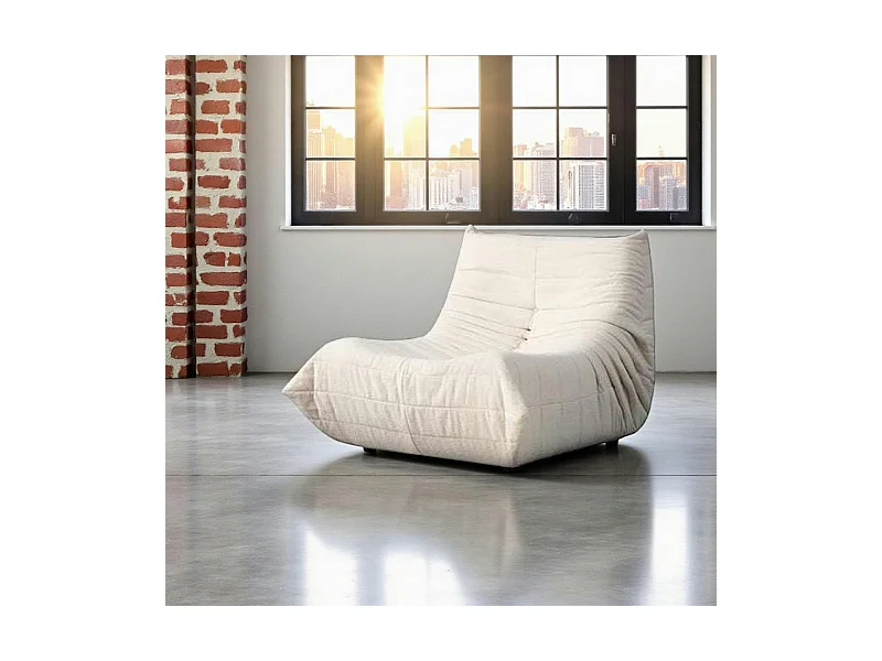 Fauteuil lounge blanc plissé sans accoudoirs ARVEN