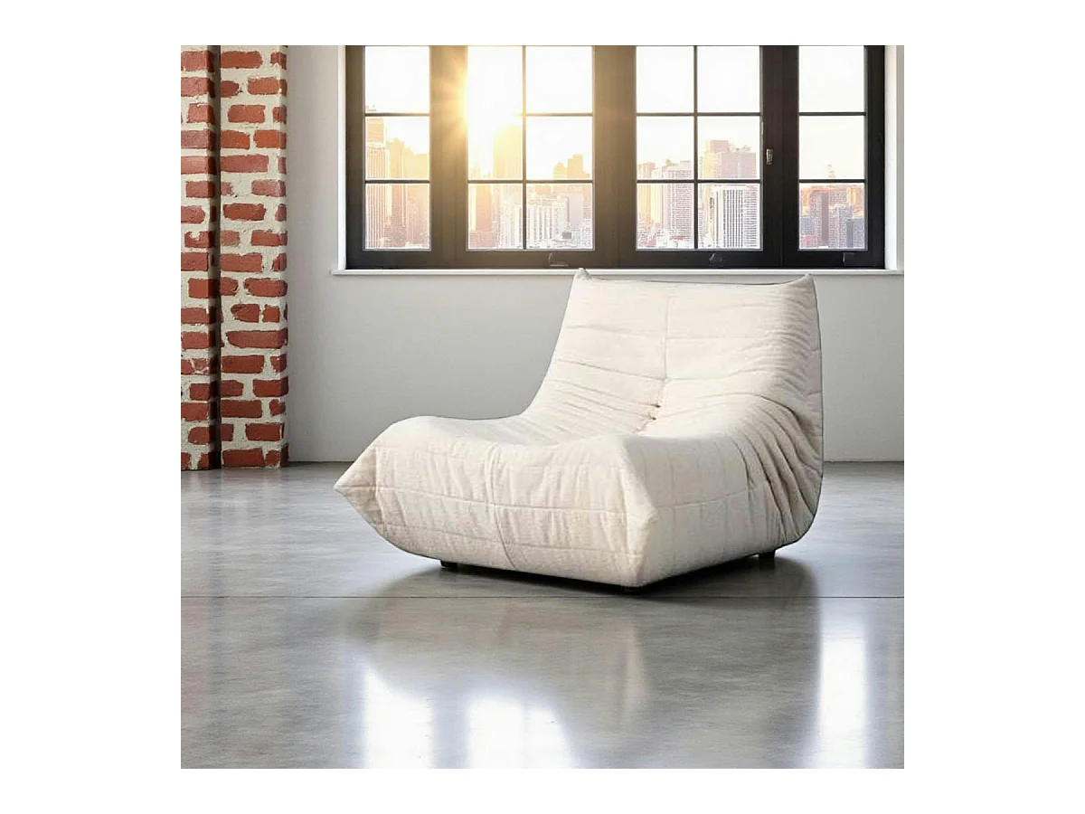 Fauteuil lounge blanc plissé sans accoudoirs ARVEN
