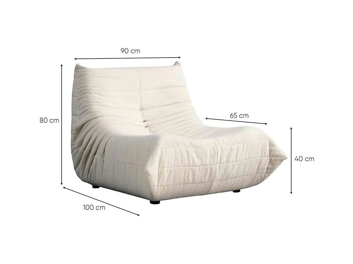 Fauteuil lounge blanc plissé sans accoudoirs ARVEN