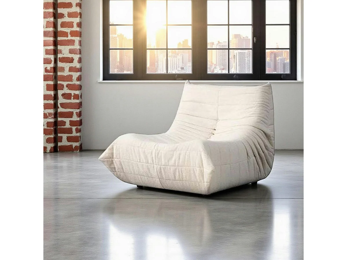 Fauteuil lounge blanc plissé sans accoudoirs ARVEN