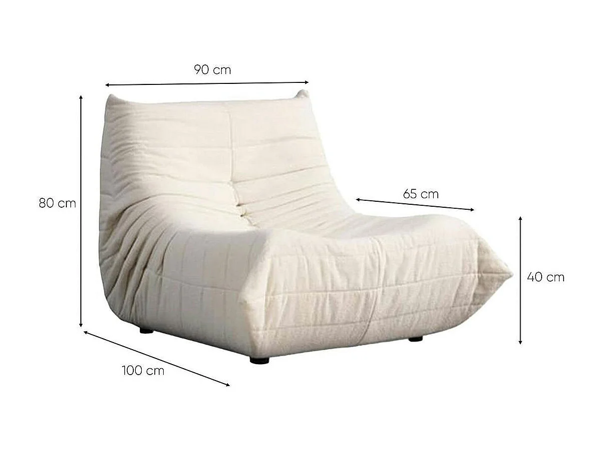 Fauteuil lounge blanc plissé sans accoudoirs ARVEN