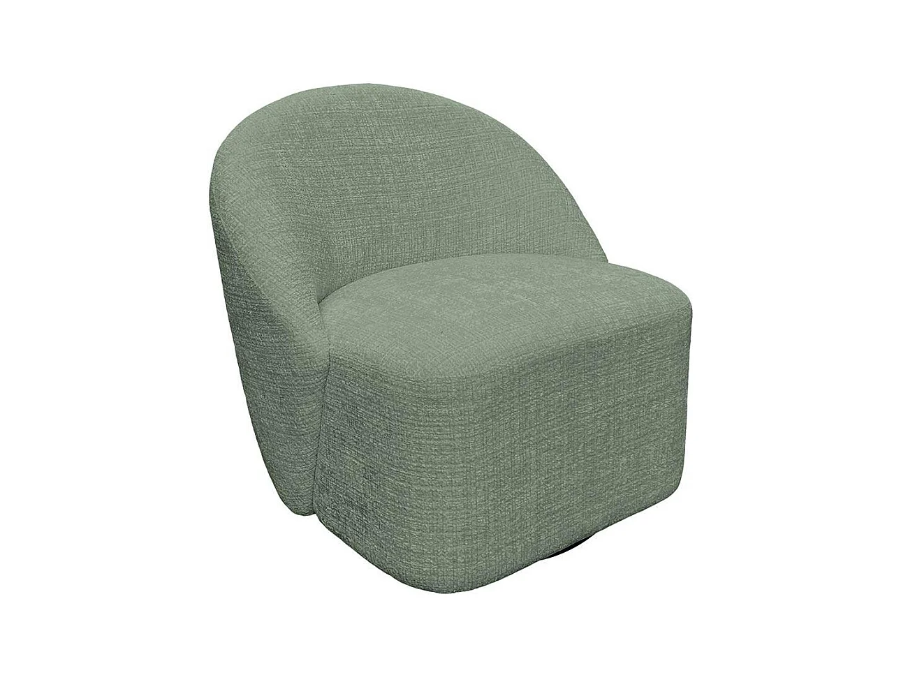 Fauteuil pivotant vert dossier rond tissu texturé doux IENA