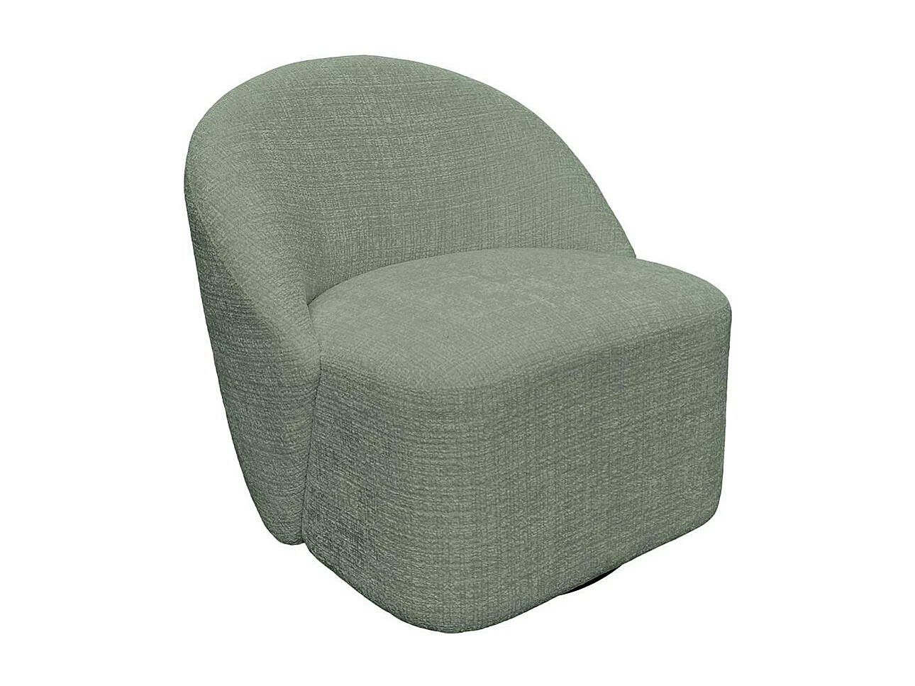 Fauteuil pivotant vert dossier rond tissu texturé doux IENA