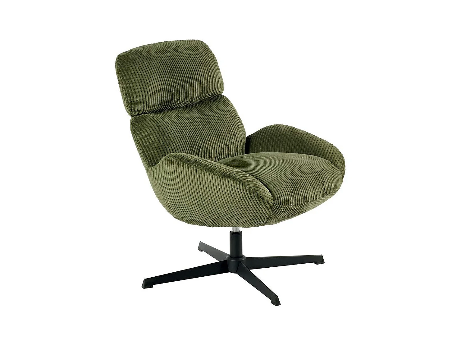 Fauteuil confort pivotant en velours côtelé vert IENA