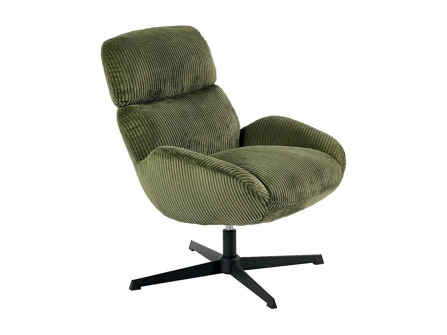 Fauteuil confort pivotant en velours côtelé vert IENA