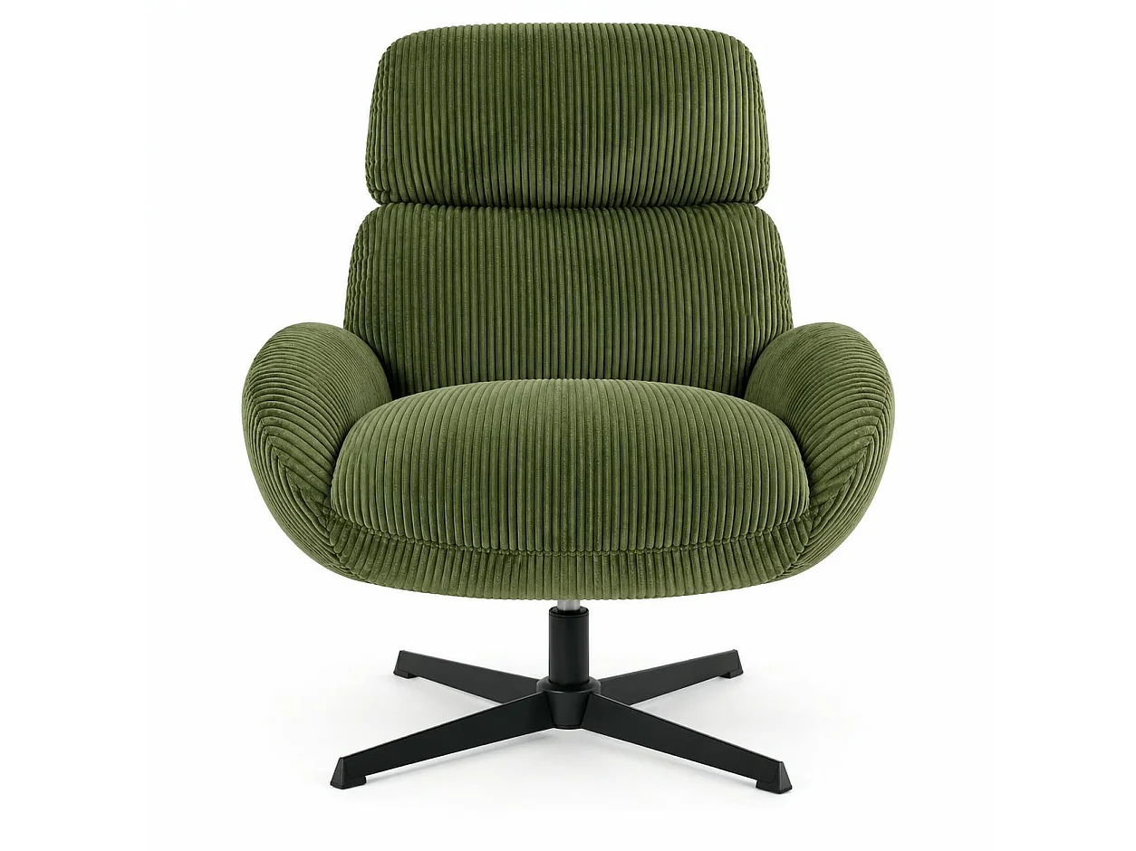 Fauteuil confort pivotant en velours côtelé vert IENA