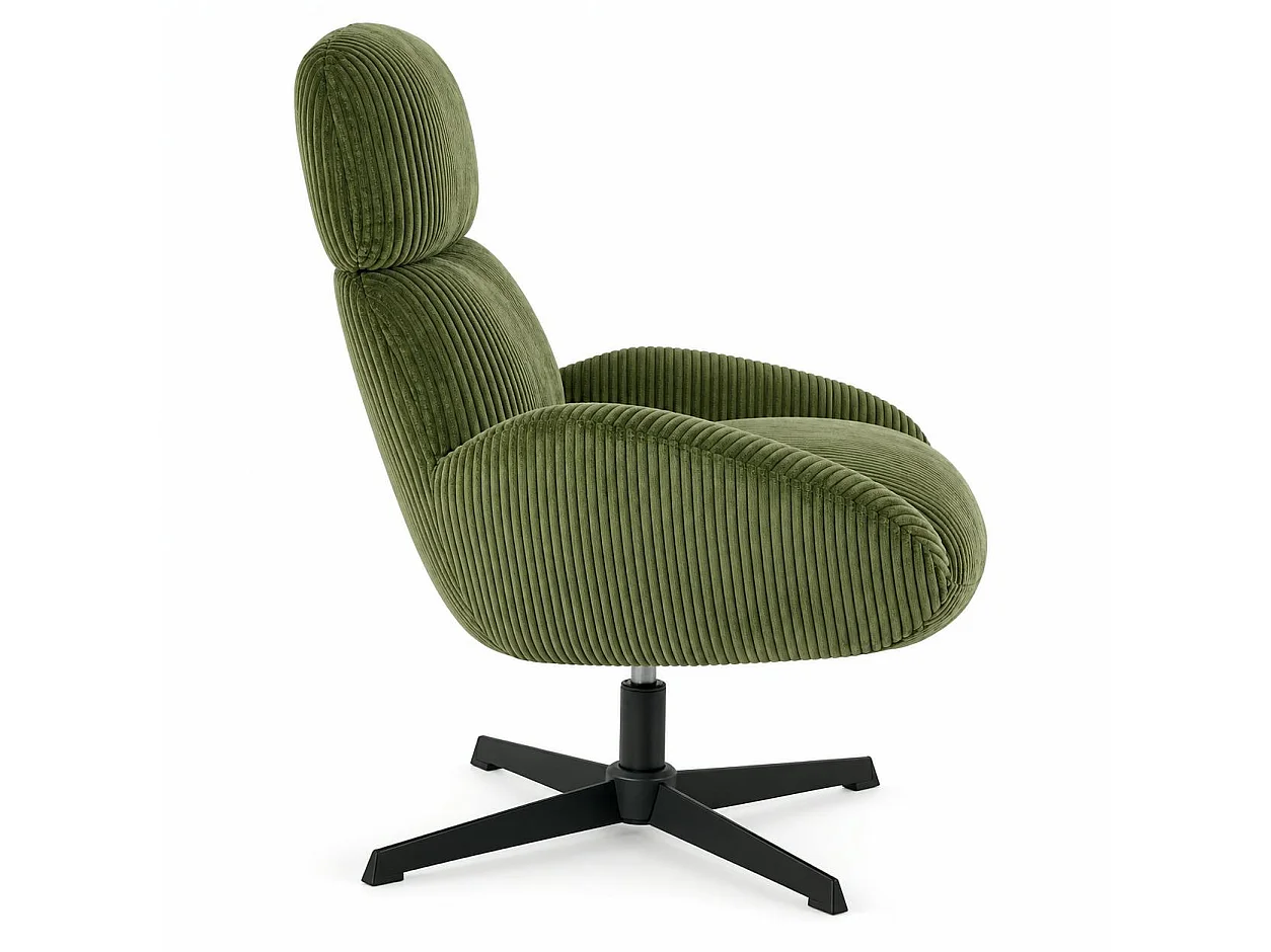 Fauteuil confort pivotant en velours côtelé vert IENA