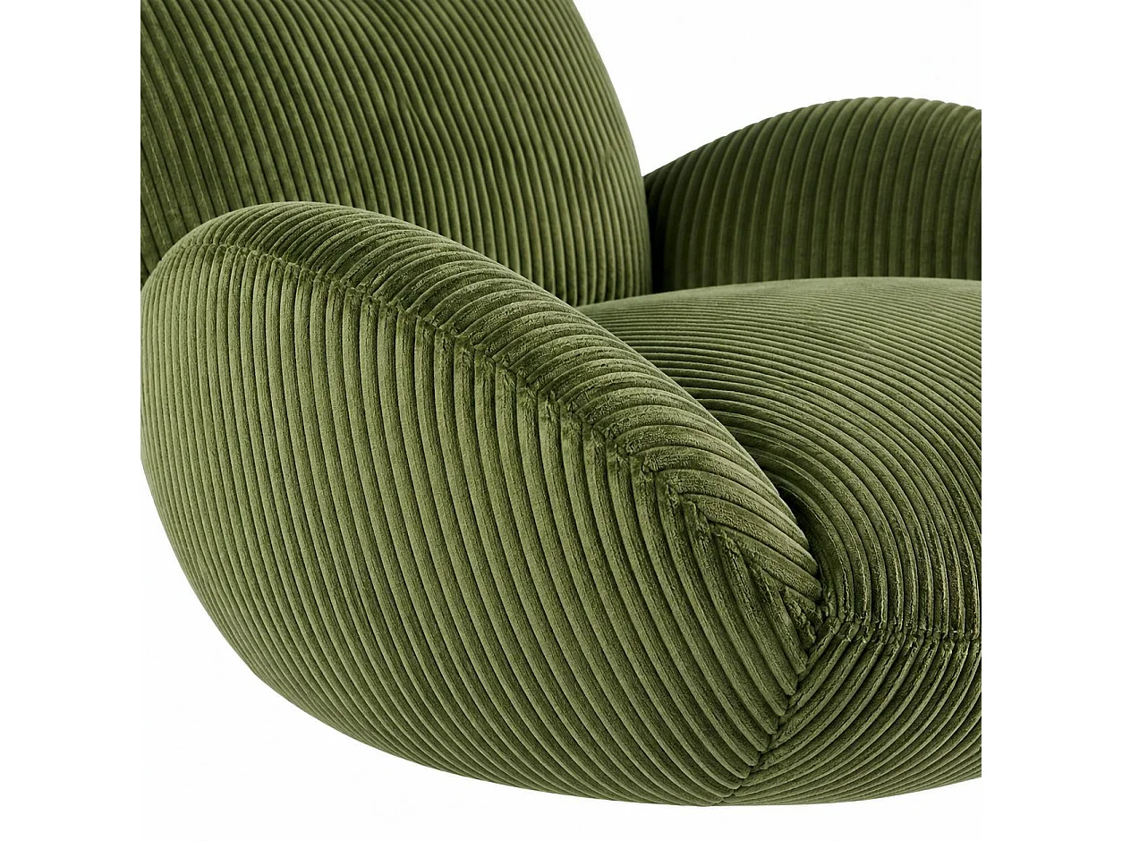 Fauteuil confort pivotant en velours côtelé vert IENA