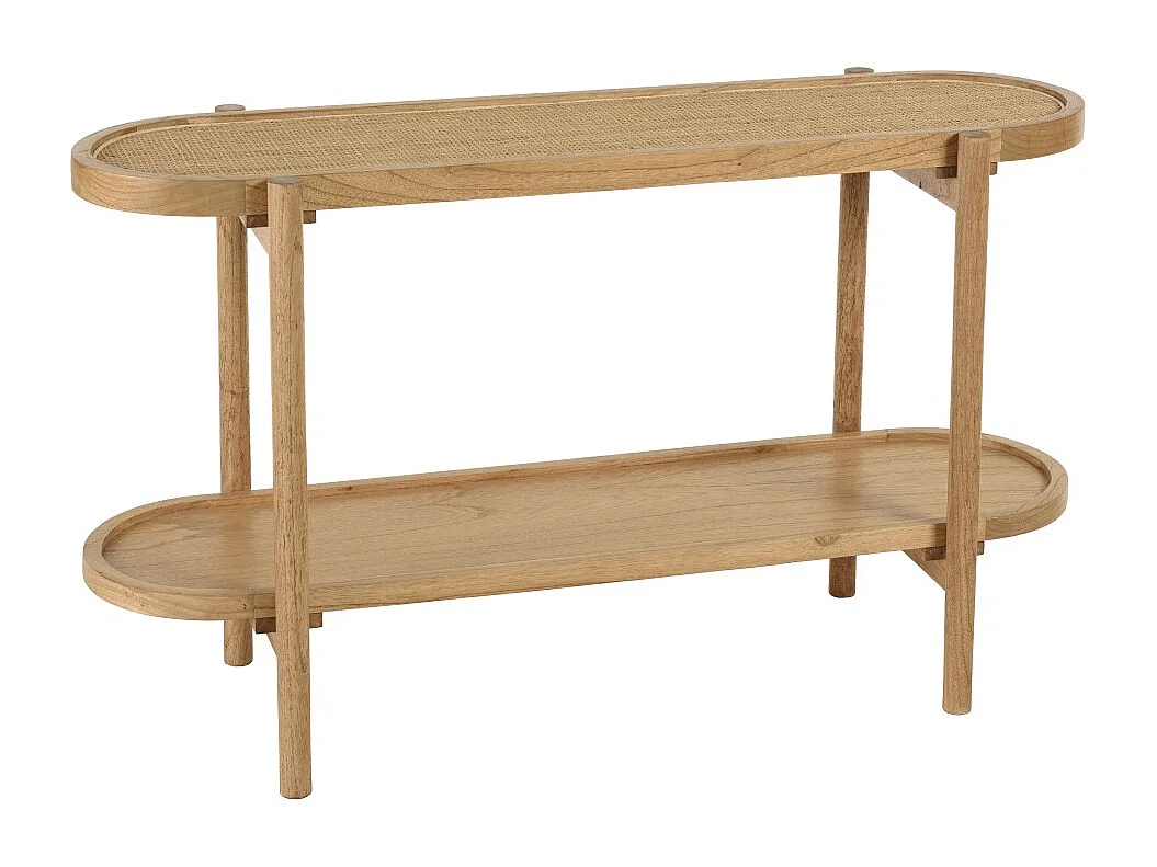 AMY - Console en mindi avec tablette supérieure en rotin naturel AMY