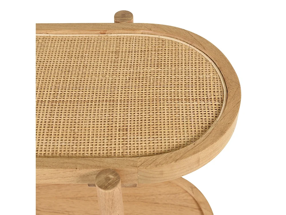 AMY - Console en mindi avec tablette supérieure en rotin naturel AMY