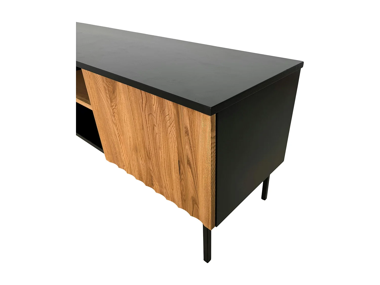 Meuble TV en bois bicolore avec façade ondulée TARAN