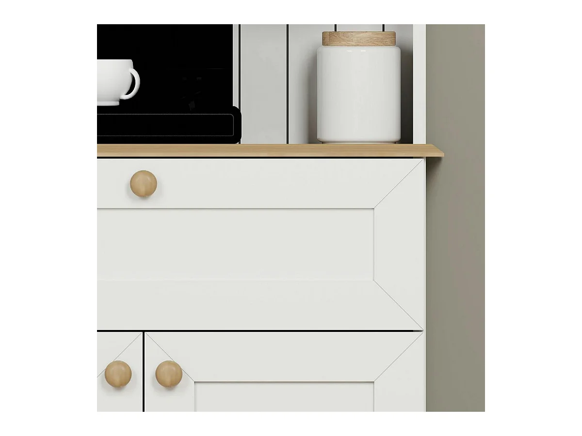 Vaisselier cuisine blanc 2 portes, niche machine à café VAREN