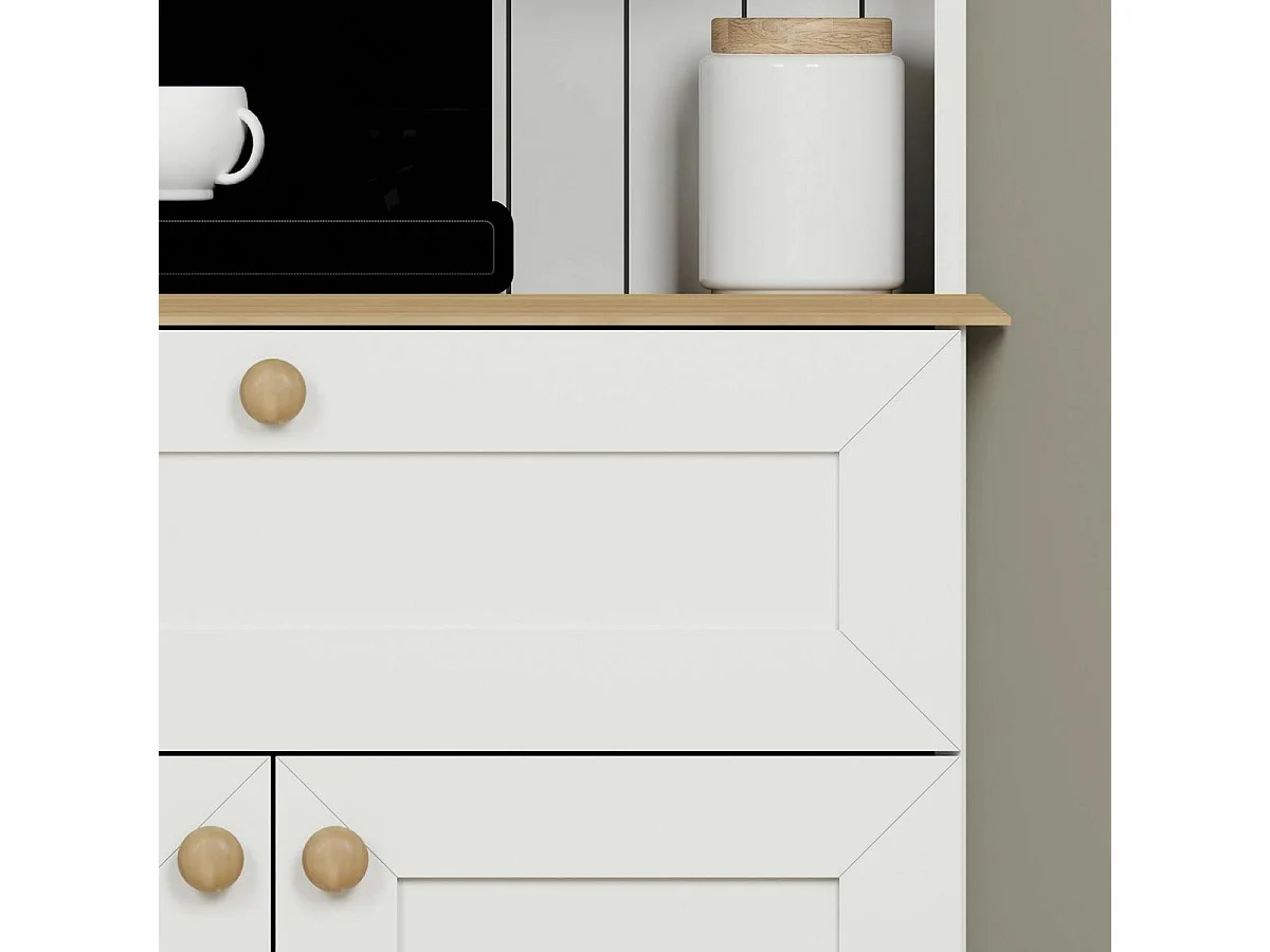 Vaisselier cuisine blanc 2 portes, niche machine à café VAREN