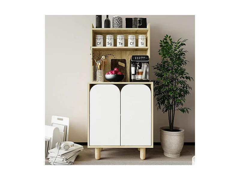 Vaisselier de cuisine 2 portes courbes blanches VAREN