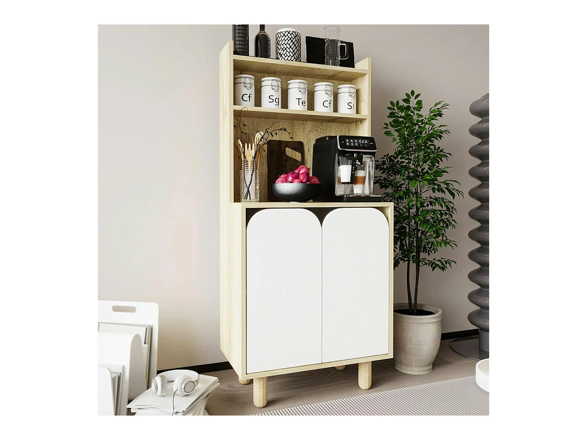 Vaisselier de cuisine 2 portes courbes blanches VAREN