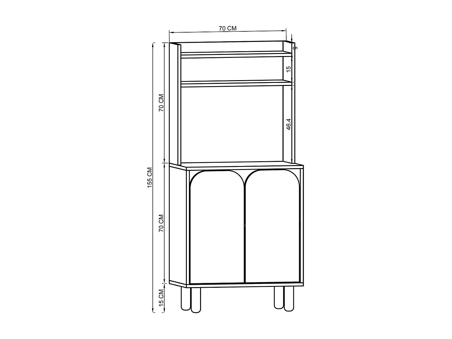 Vaisselier de cuisine 2 portes courbes blanches VAREN