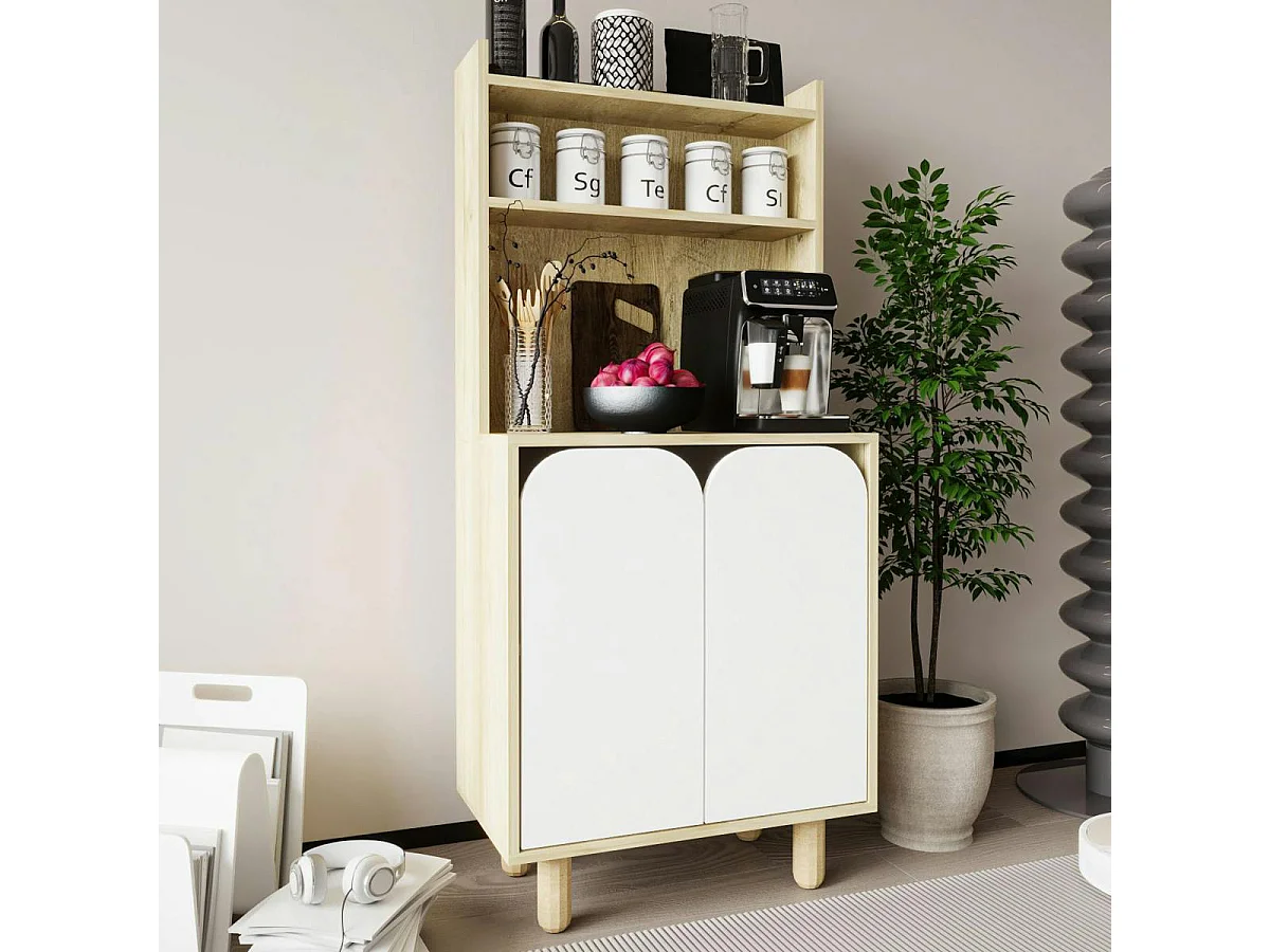 Vaisselier de cuisine 2 portes courbes blanches VAREN