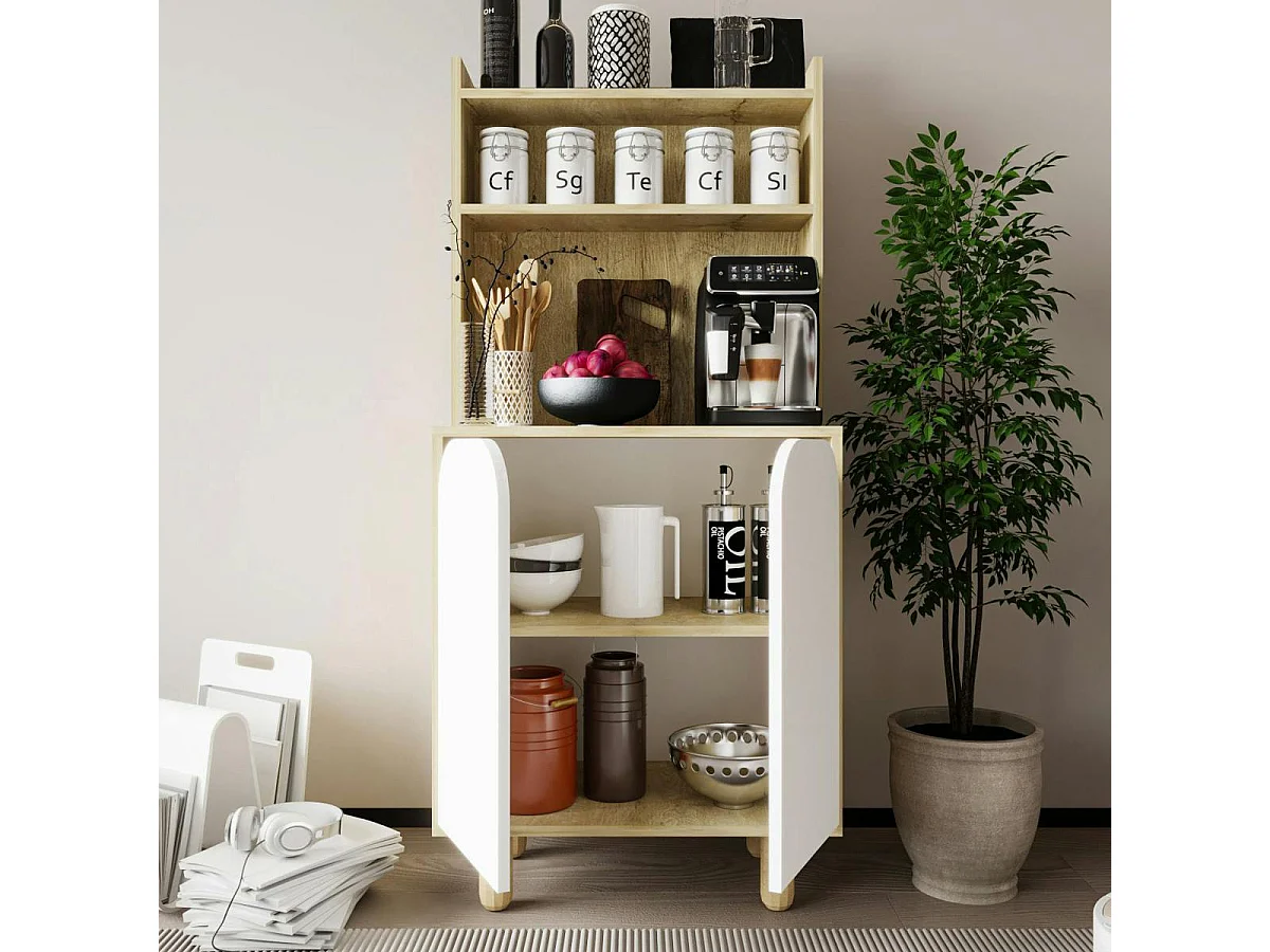 Vaisselier de cuisine 2 portes courbes blanches VAREN