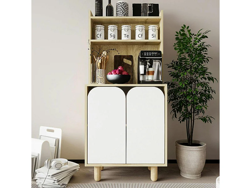 Vaisselier de cuisine 2 portes courbes blanches VAREN