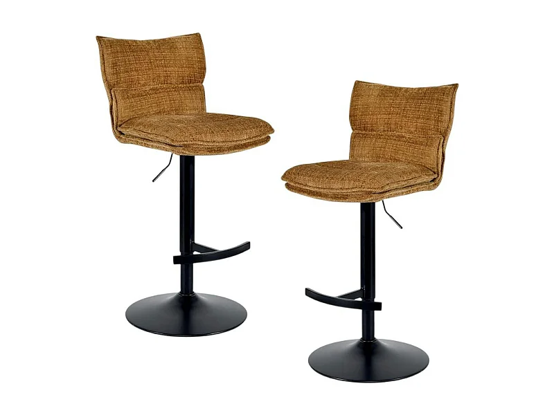 Tabouret de bar réglable en tissu moutarde (lot de 2) IENA