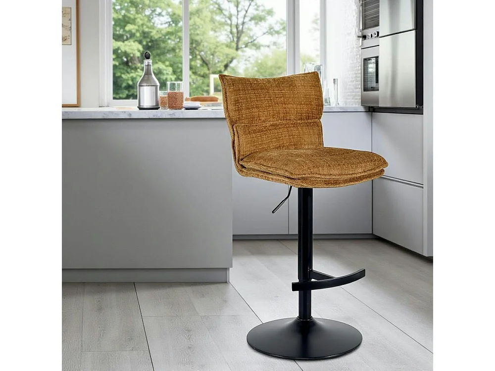 Tabouret de bar réglable en tissu moutarde (lot de 2) IENA