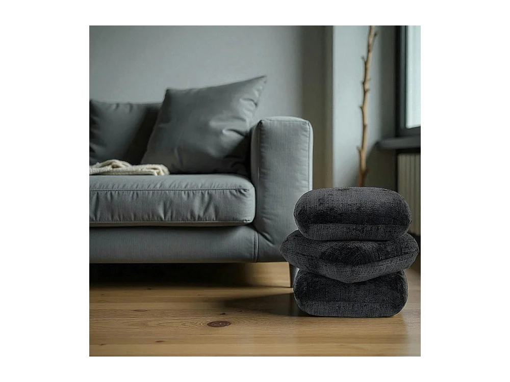 Pouf pivotant gris foncé effet coussins empilés IENA