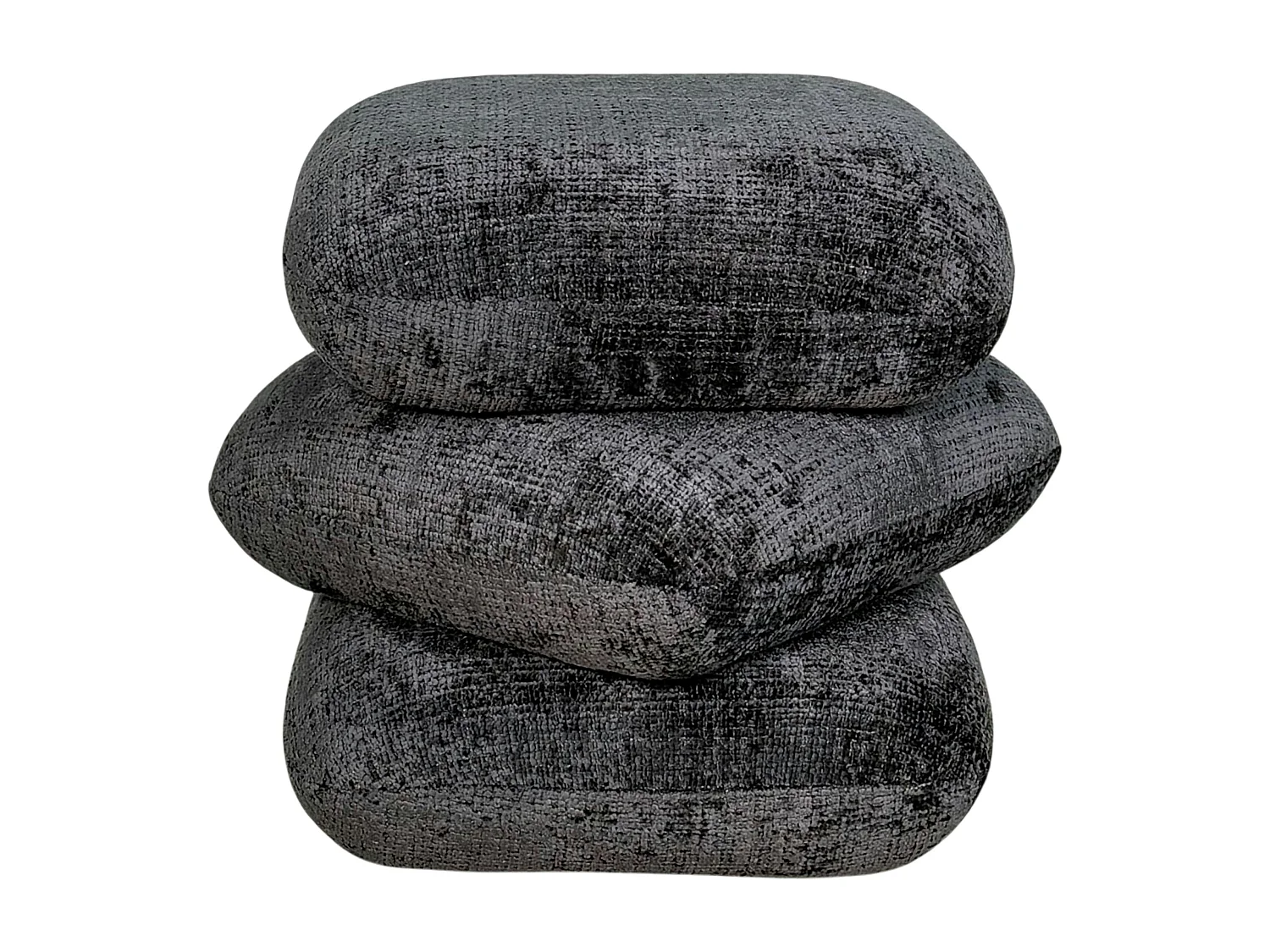 Pouf pivotant gris foncé effet coussins empilés IENA