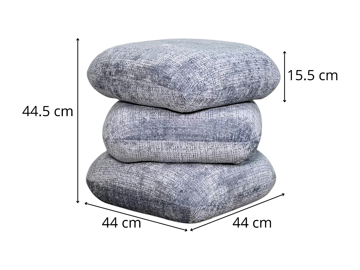 Pouf pivotant gris foncé effet coussins empilés IENA