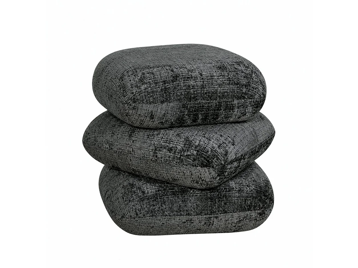 Pouf pivotant gris foncé effet coussins empilés IENA
