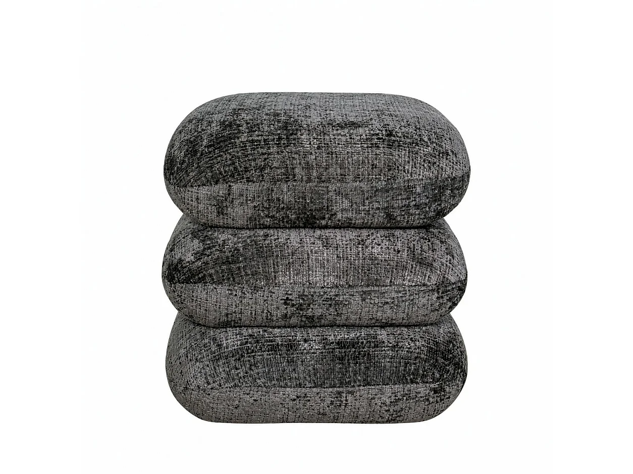 Pouf pivotant gris foncé effet coussins empilés IENA