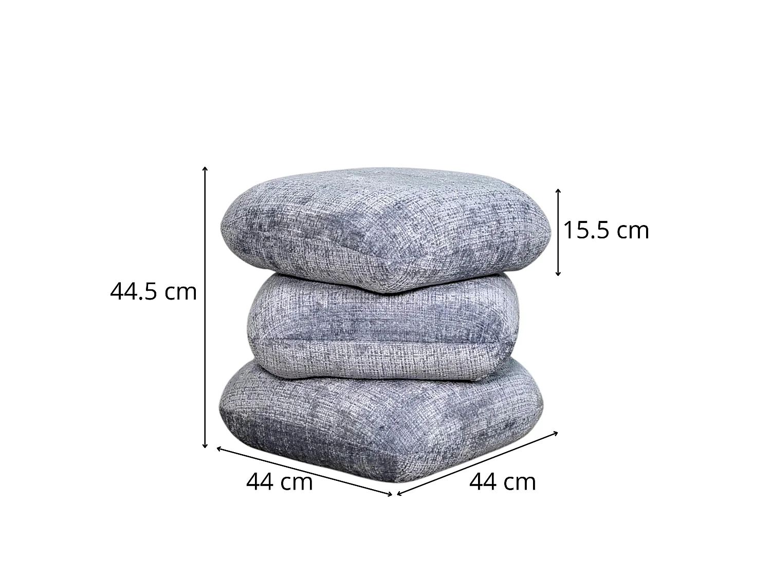 Pouf pivotant gris foncé effet coussins empilés IENA