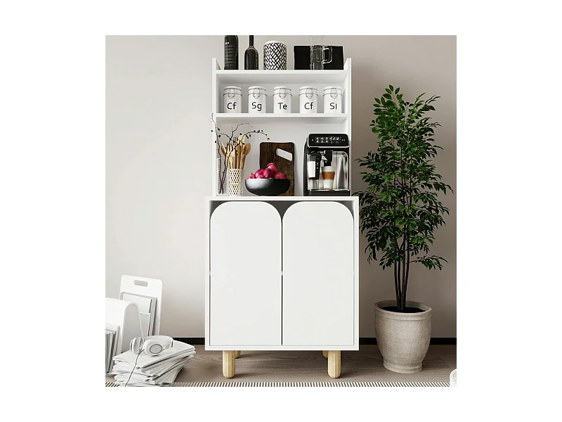 Vaisselier de cuisine blanc 2 portes courbes VAREN