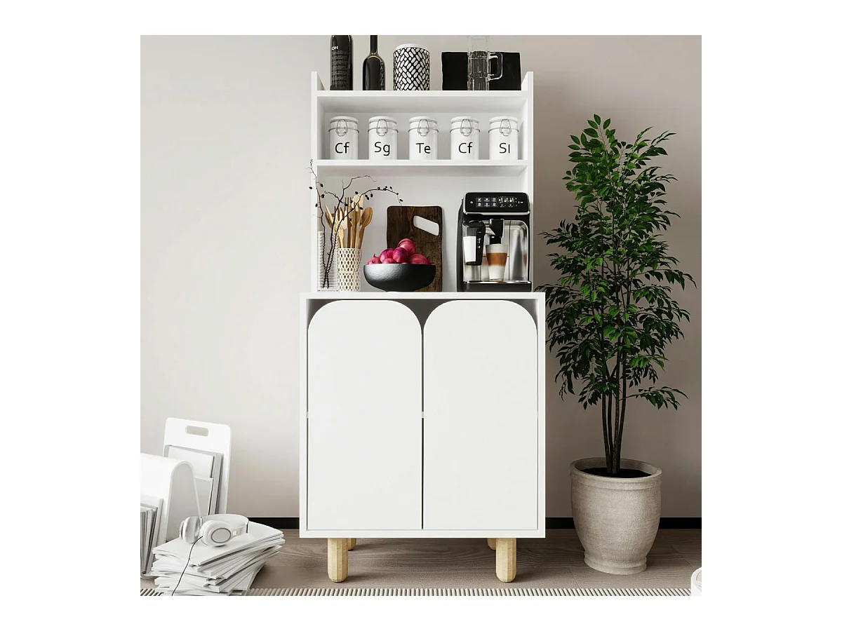 Vaisselier de cuisine blanc 2 portes courbes VAREN