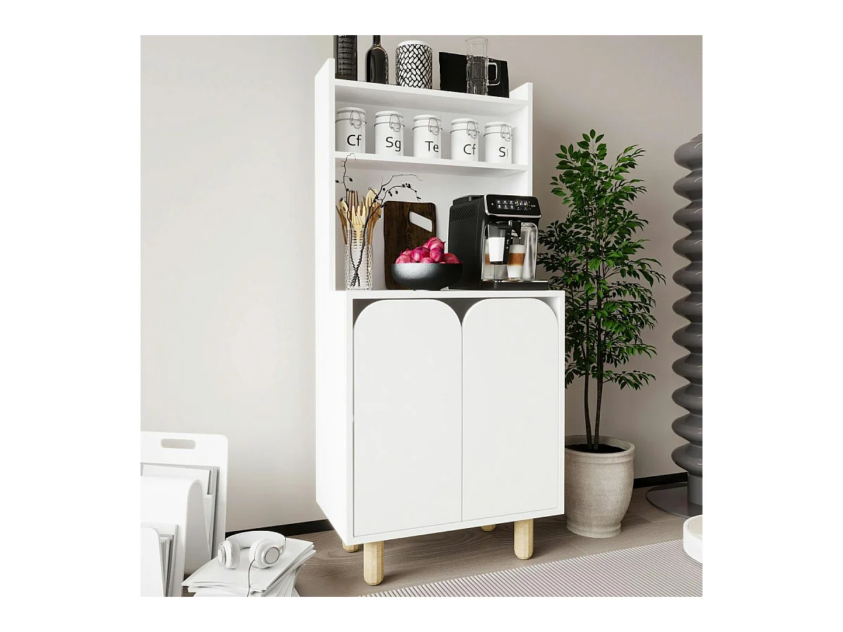 Vaisselier de cuisine blanc 2 portes courbes VAREN