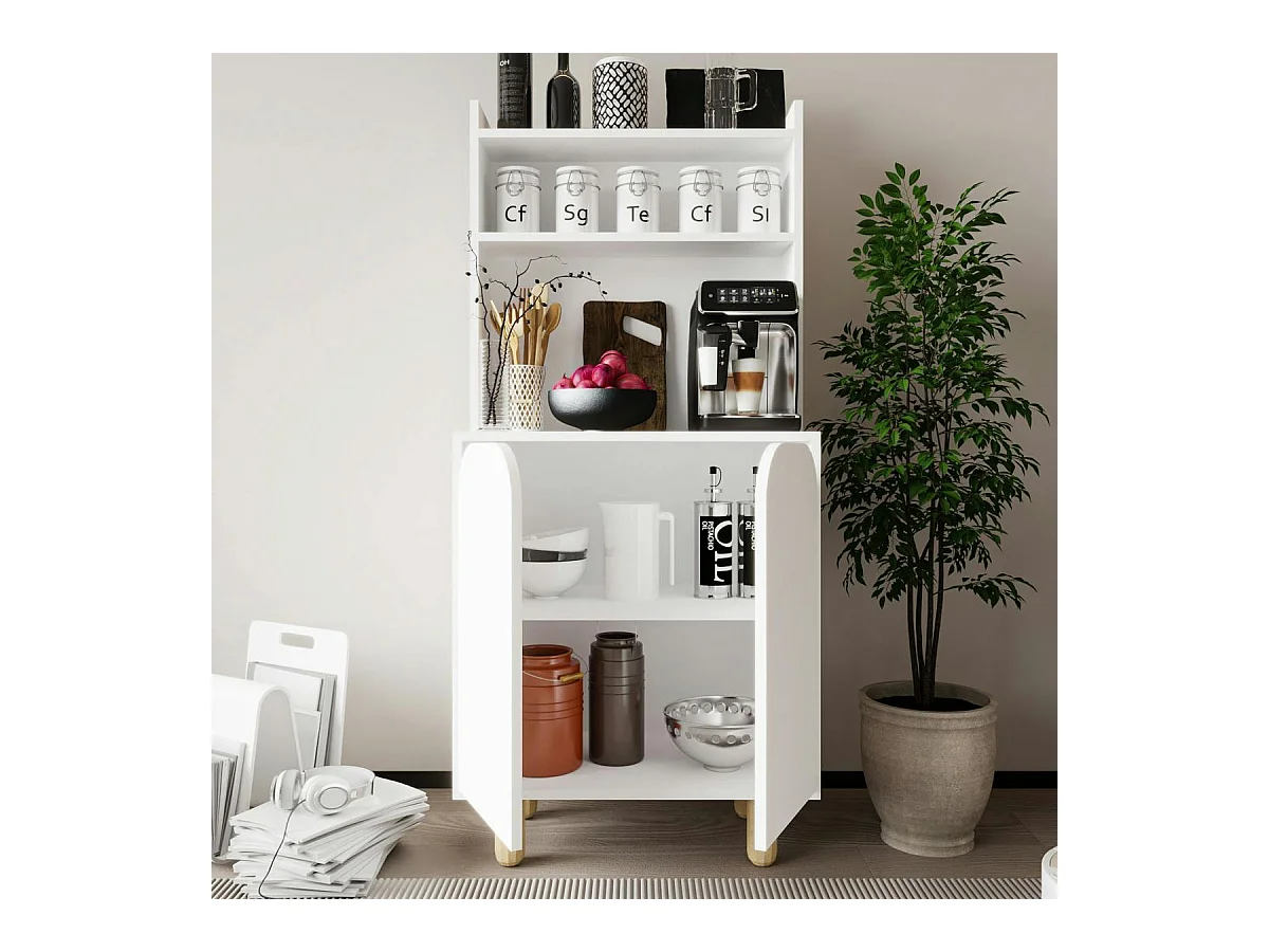 Vaisselier de cuisine blanc 2 portes courbes VAREN