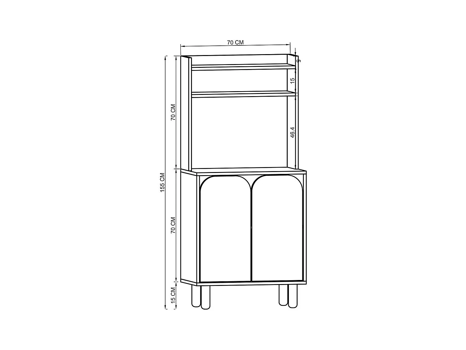 Vaisselier de cuisine blanc 2 portes courbes VAREN