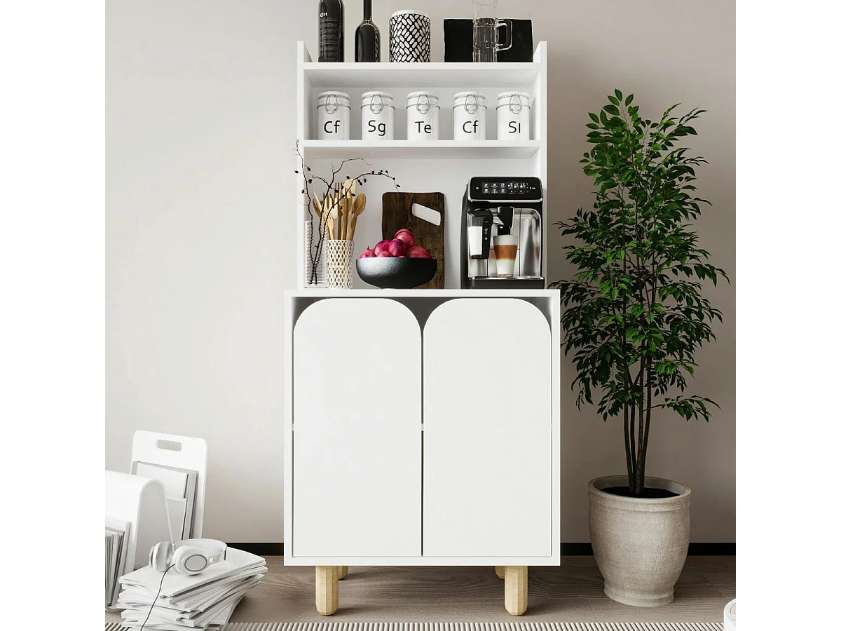 Vaisselier de cuisine blanc 2 portes courbes VAREN