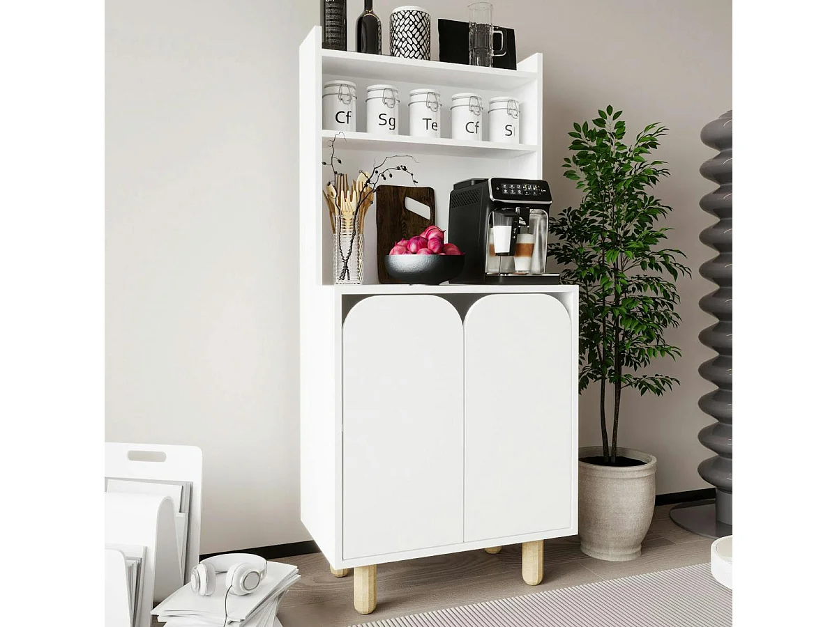 Vaisselier de cuisine blanc 2 portes courbes VAREN