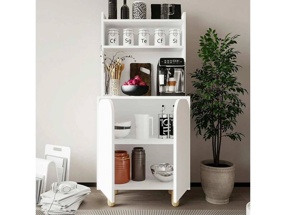 Vaisselier de cuisine blanc 2 portes courbes VAREN