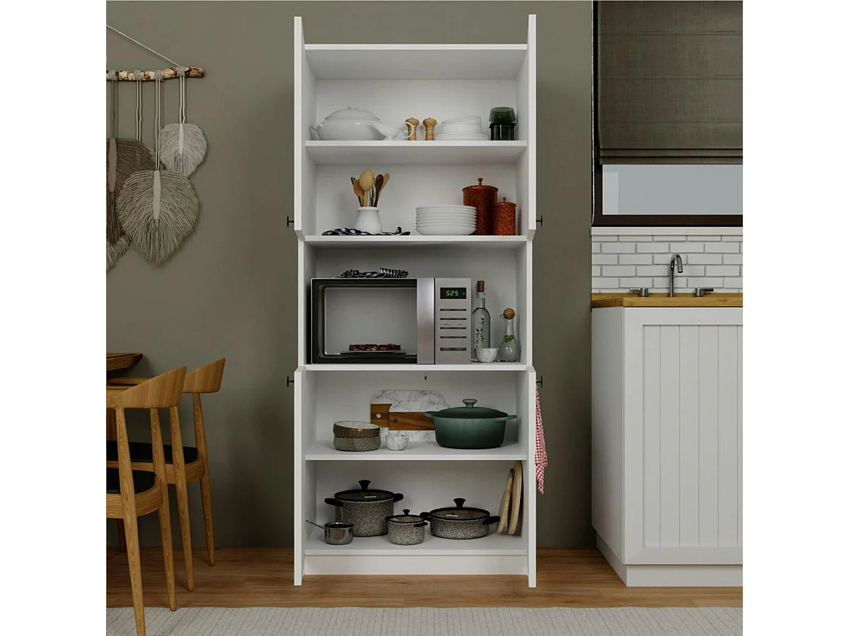 Vaisselier de cuisine blanc 4 portes 1 niche rangement VAREN