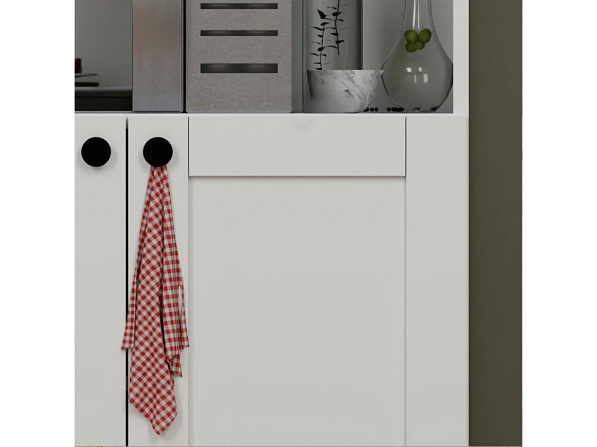 Vaisselier de cuisine blanc 4 portes 1 niche rangement VAREN