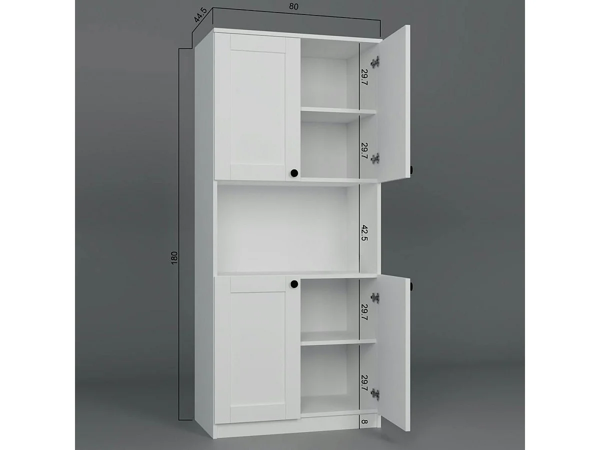 Vaisselier de cuisine blanc 4 portes 1 niche rangement VAREN