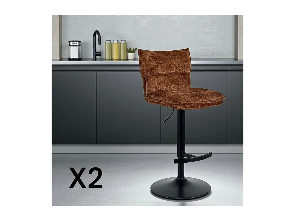 Tabouret de bar réglable en tissu terracotta (lot de 2) IENA
