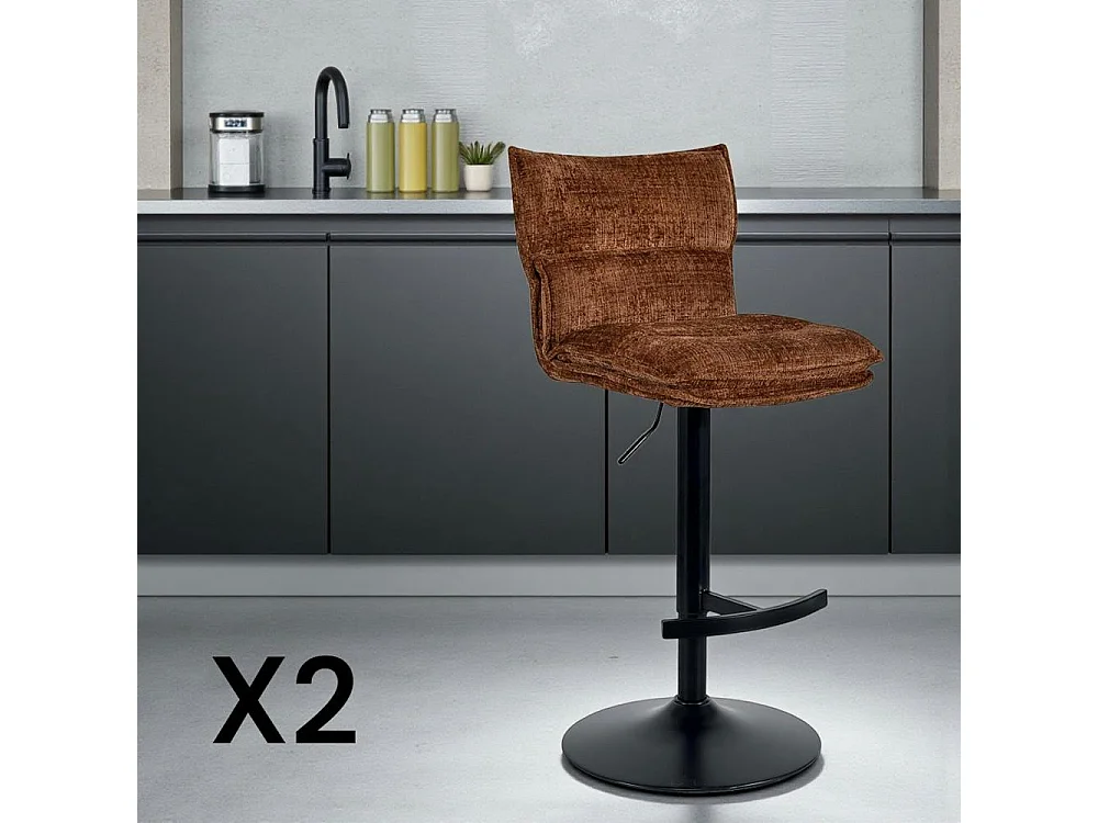 Tabouret de bar réglable en tissu terracotta (lot de 2) IENA