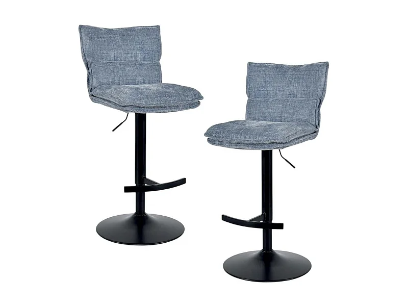 Tabouret de bar réglable en tissu gris bleu (lot de 2) IENA