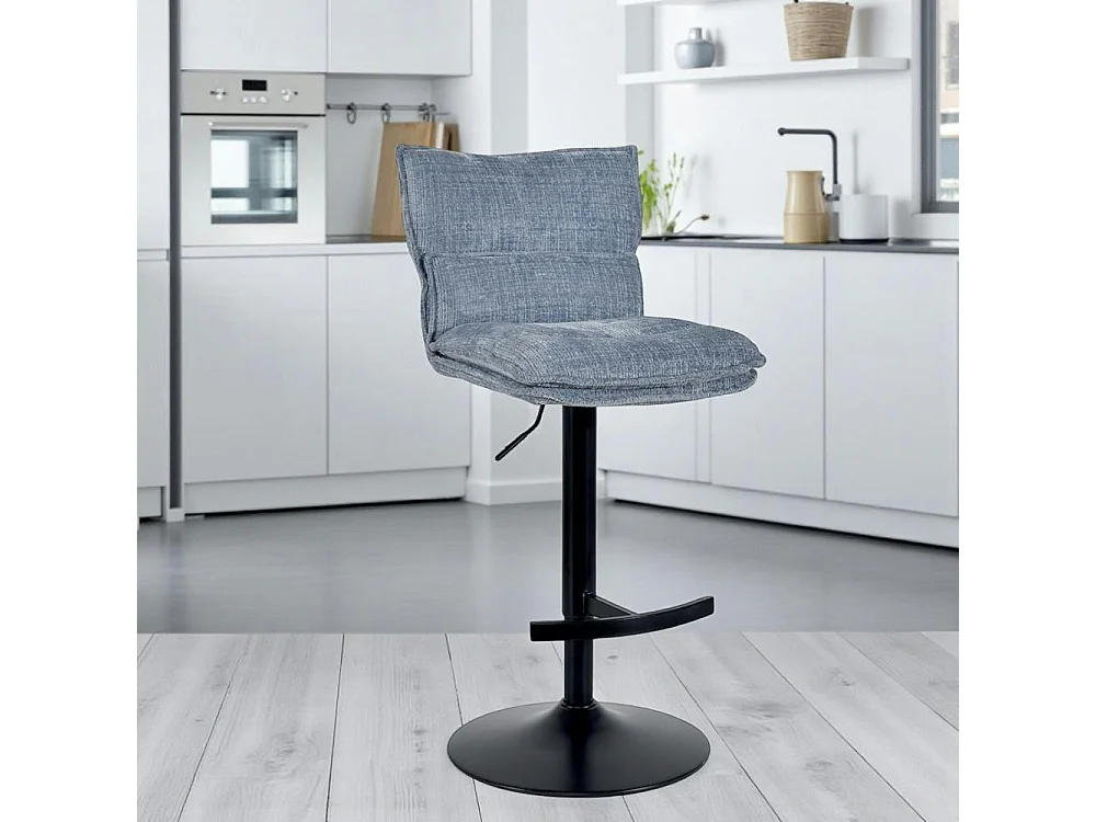 Tabouret de bar réglable en tissu gris bleu (lot de 2) IENA