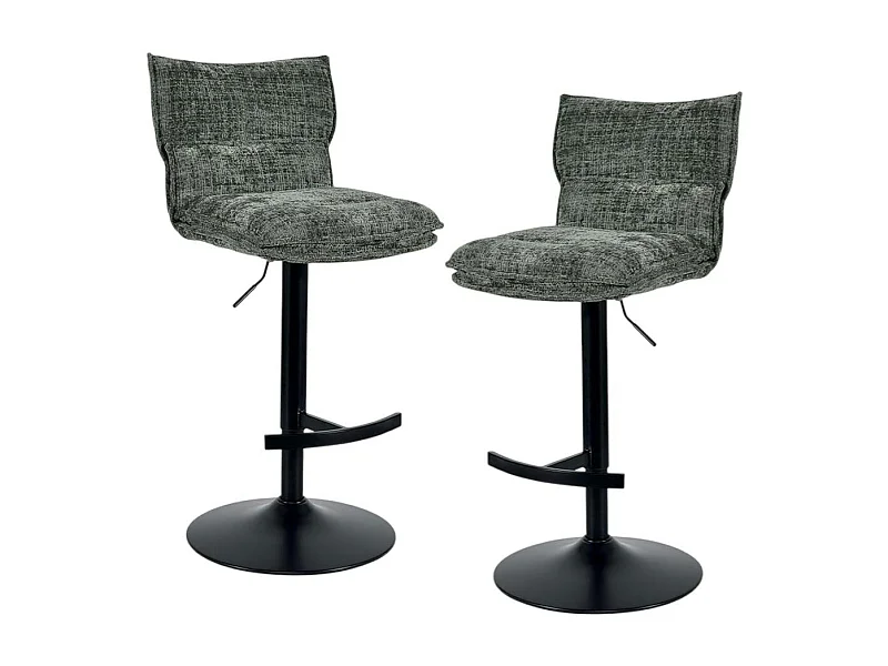 Tabouret de bar réglable en tissu vert (lot de 2) IENA