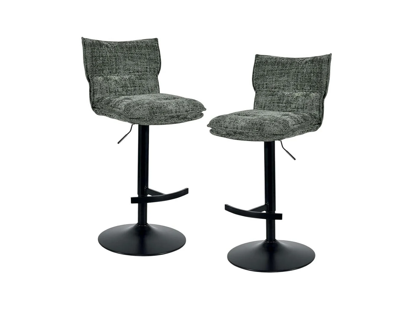 Tabouret de bar réglable en tissu vert (lot de 2) IENA