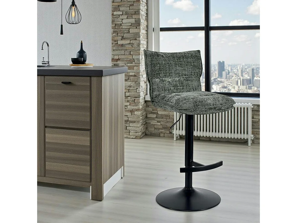 Tabouret de bar réglable en tissu vert (lot de 2) IENA