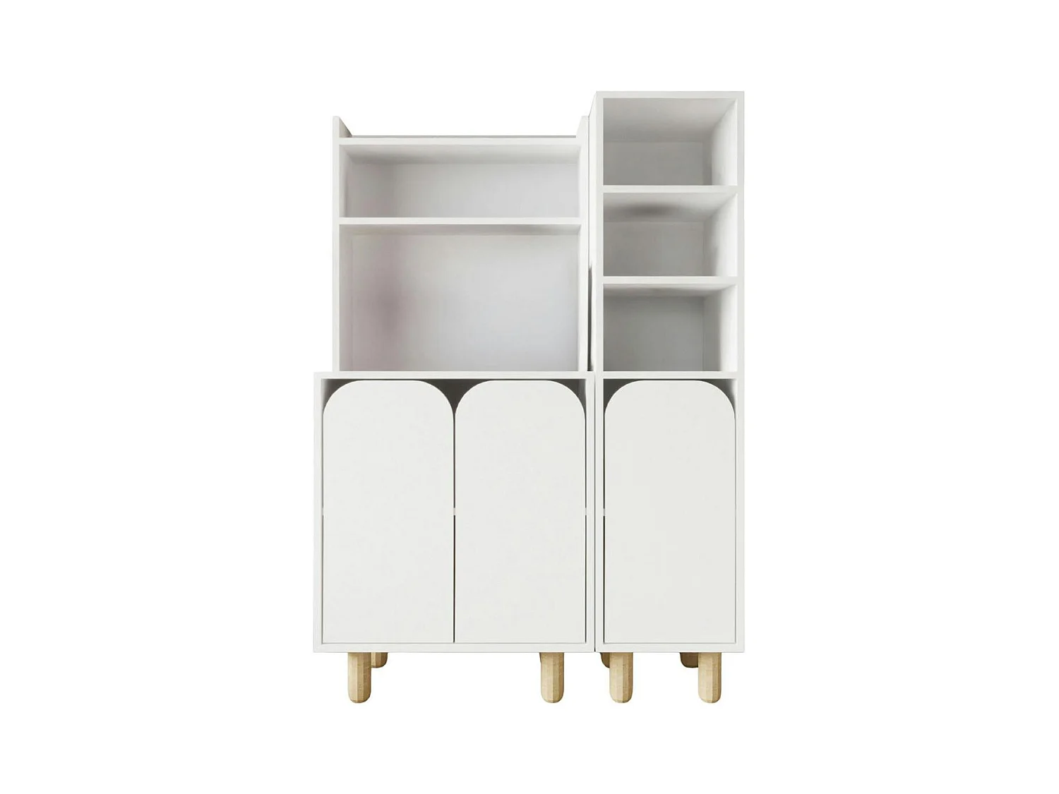 Vaisselier de cuisine blanc 3 portes courbes VAREN